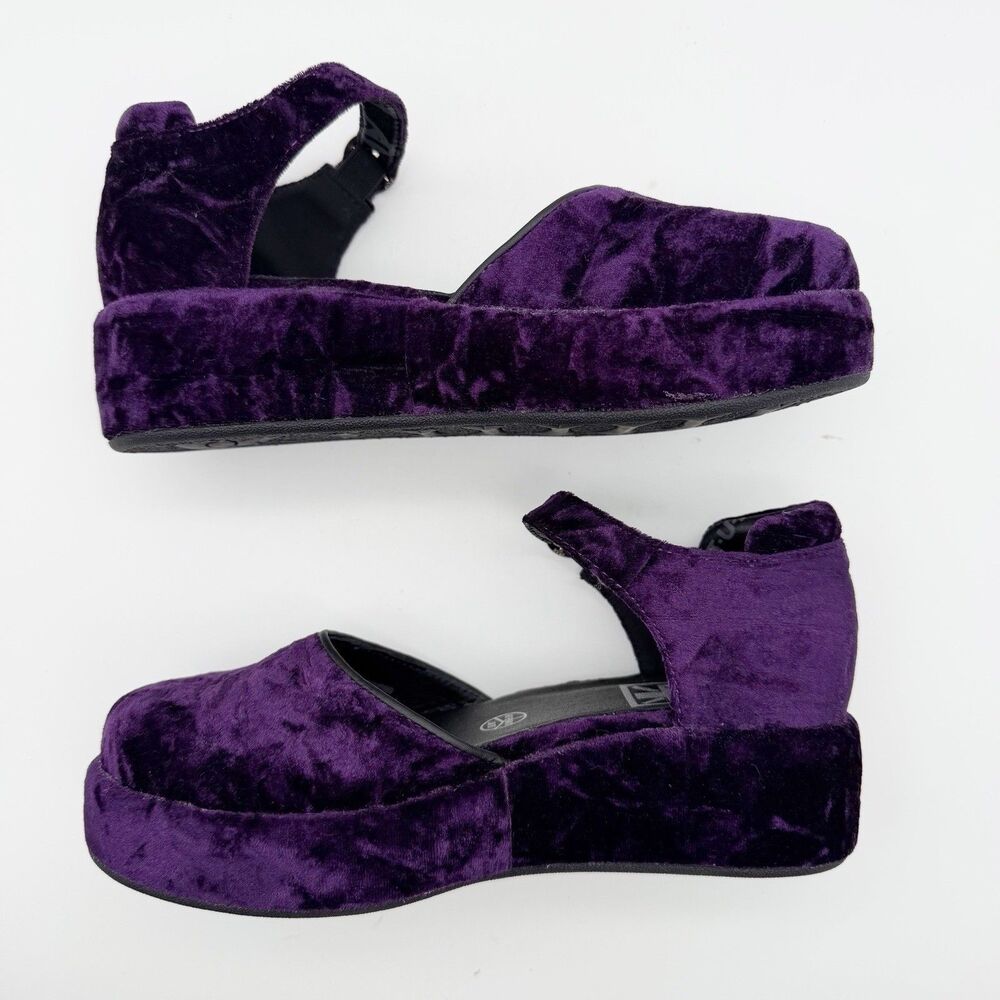 TUK Purple Velvet Wrapped Mary Jane Platform Shoes Women’s 7 Rockabilly Goth - Picture 5 of 11